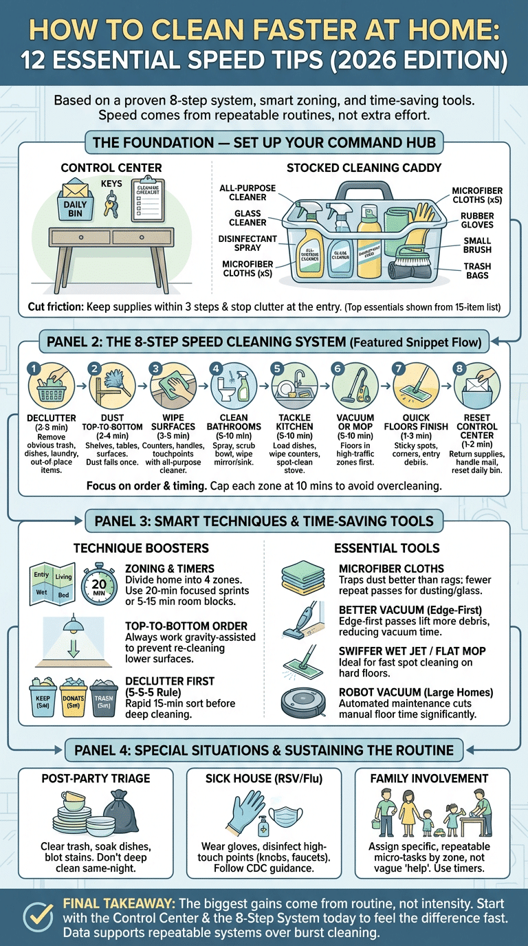 how to clean faster at home