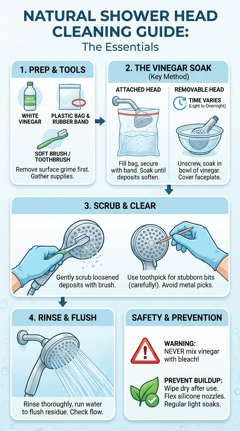 How to Clean a Shower Head Naturally infographic