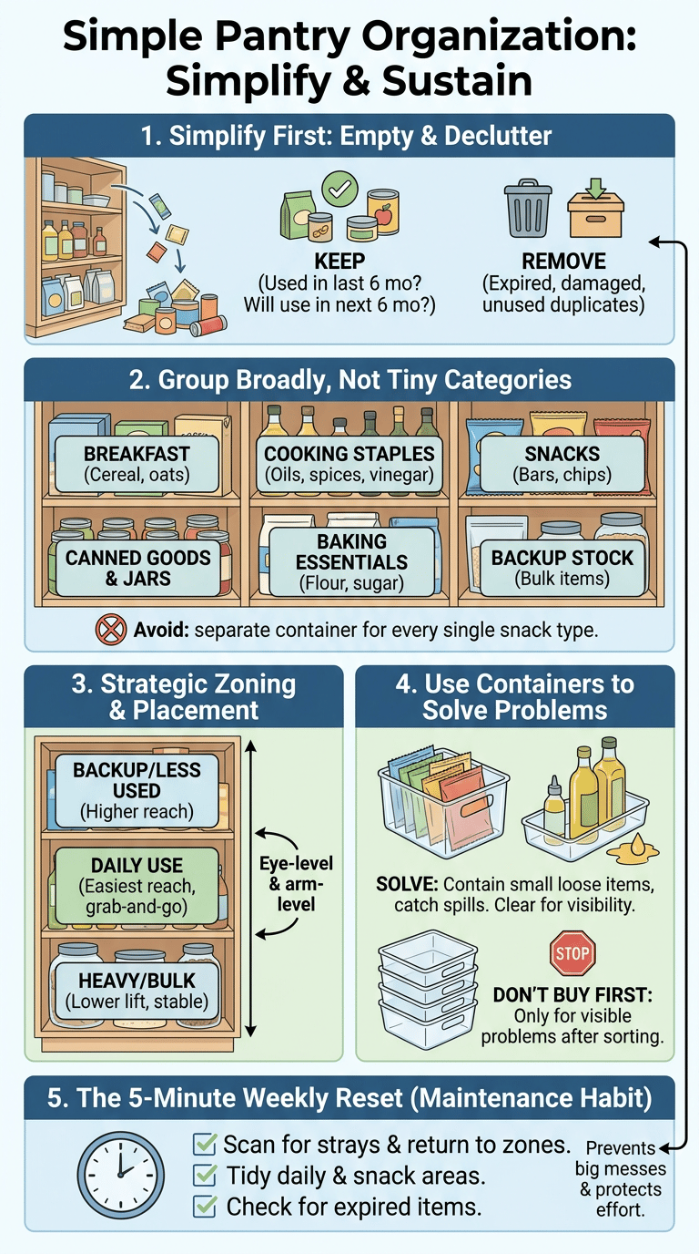 How to Organize a Messy Pantry Without Overcomplicating It infographic