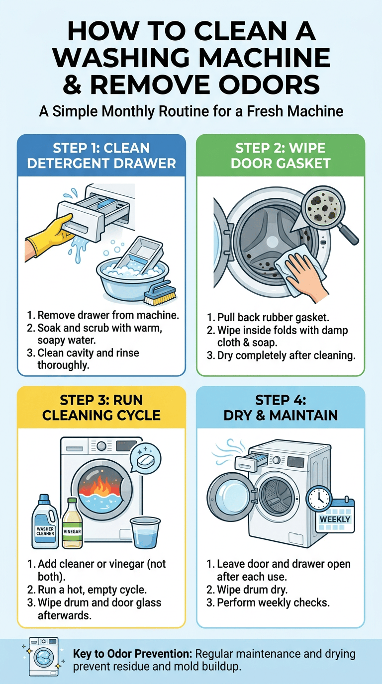 How to Clean a Washing Machine and Remove Odors infographic