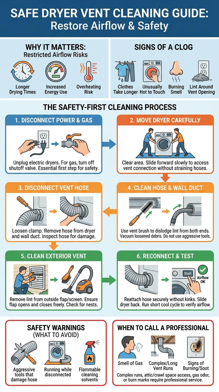 How to Clean a Dryer Vent Safely infographic