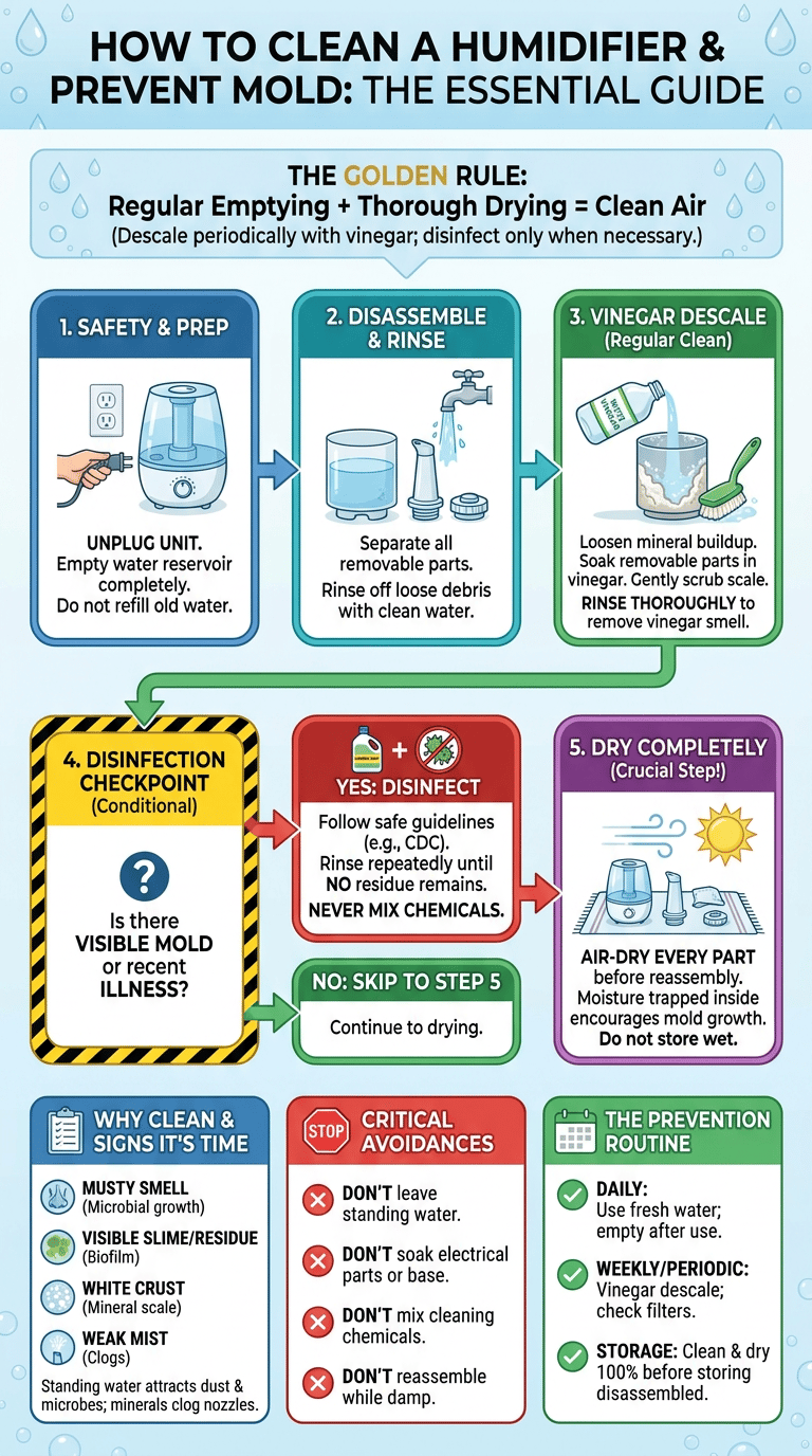 How to Clean a Humidifier and Prevent Mold infographic
