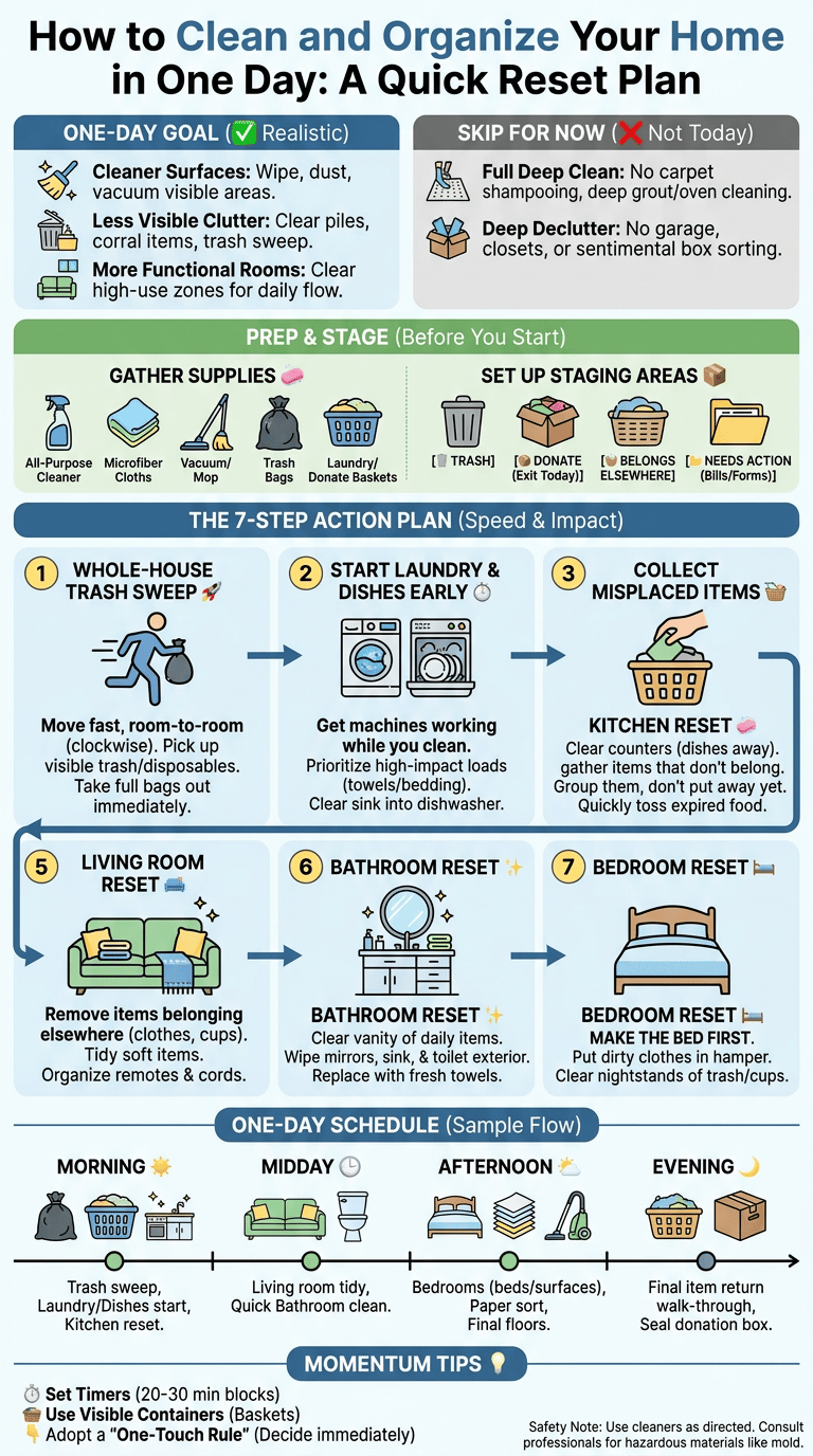 How to Clean and Organize Your Home in One Day infographic