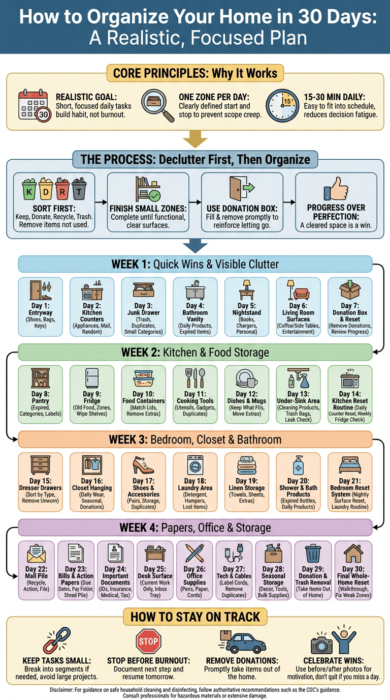 How to Organize Your Home in 30 Days infographic