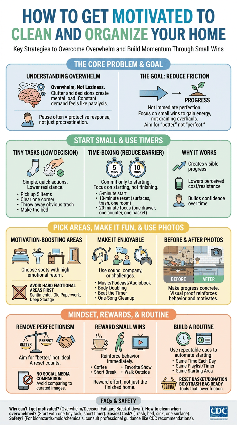 How to Get Motivated to Clean and Organize Your Home infographic
