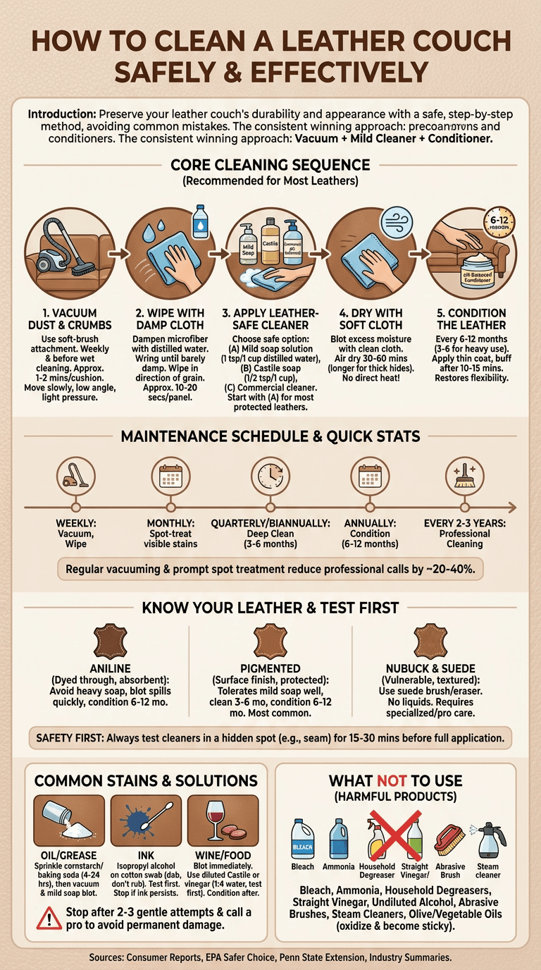 how to clean leather couch
