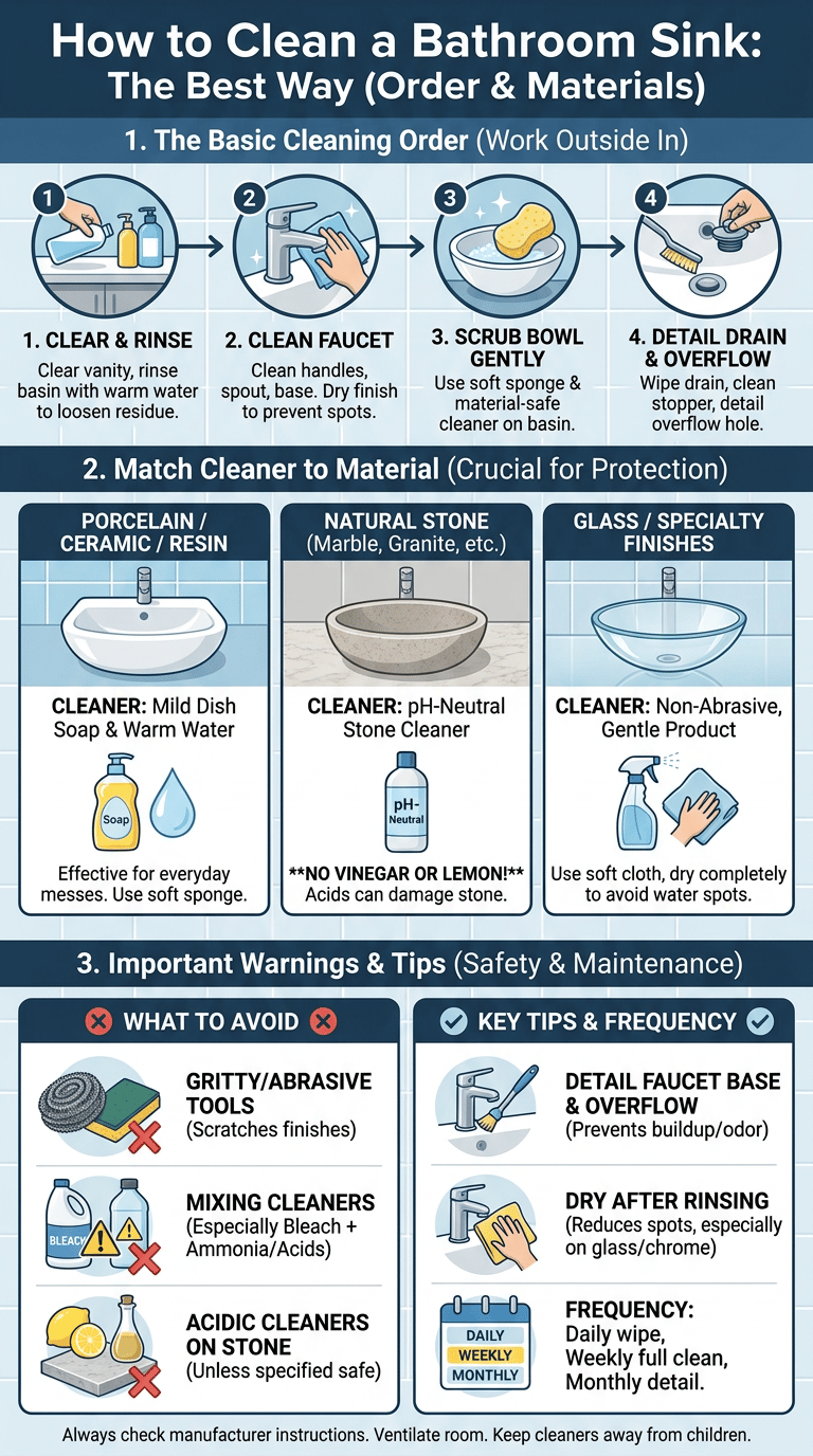 How to Clean a Bathroom Sink infographic