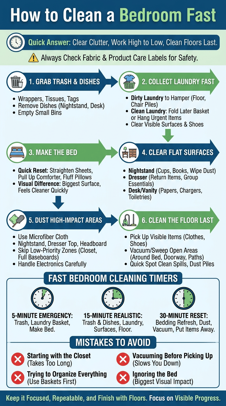 How to Clean a Bedroom Fast infographic