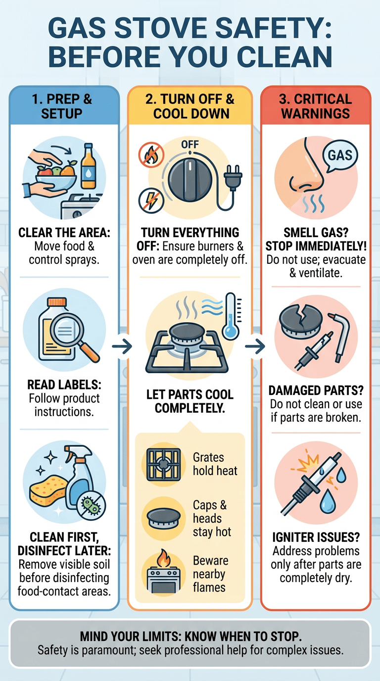 How to Clean a Gas Stove Burner section infographic