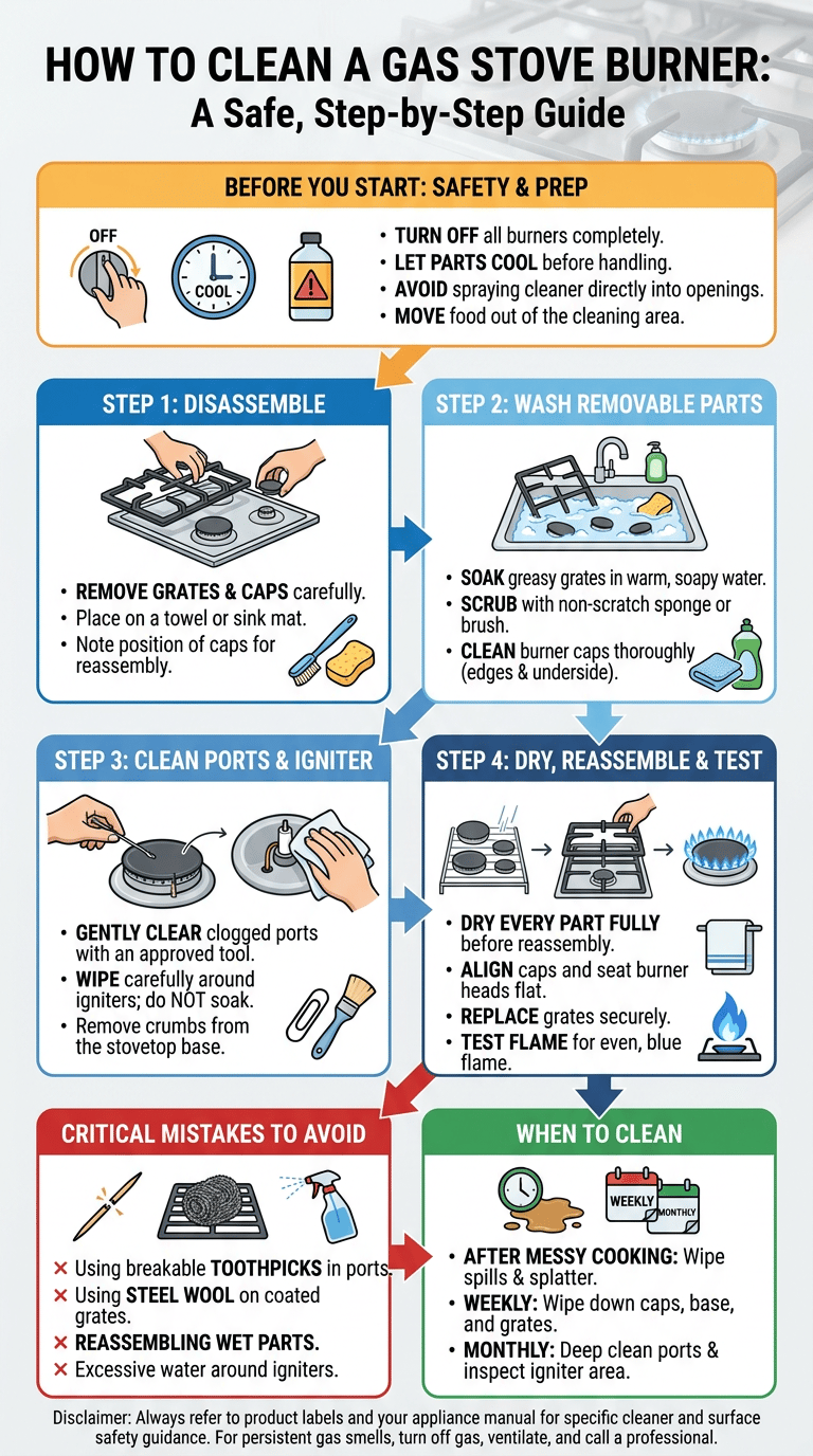 How to Clean a Gas Stove Burner infographic