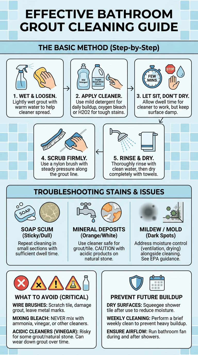 How to Clean Grout in Bathroom infographic