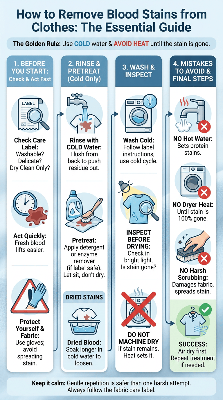 How to Remove Blood Stains from Clothes infographic