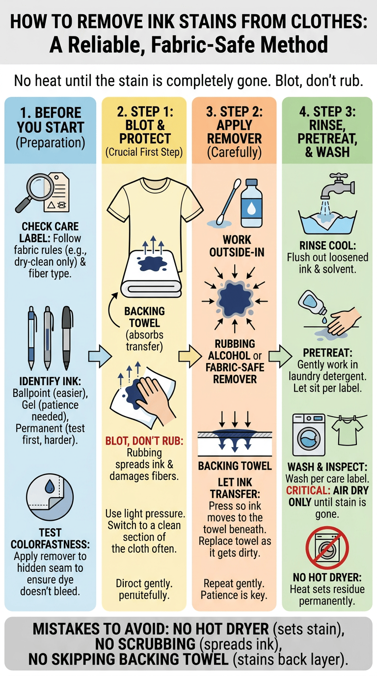 How to Remove Ink Stains from Clothes infographic