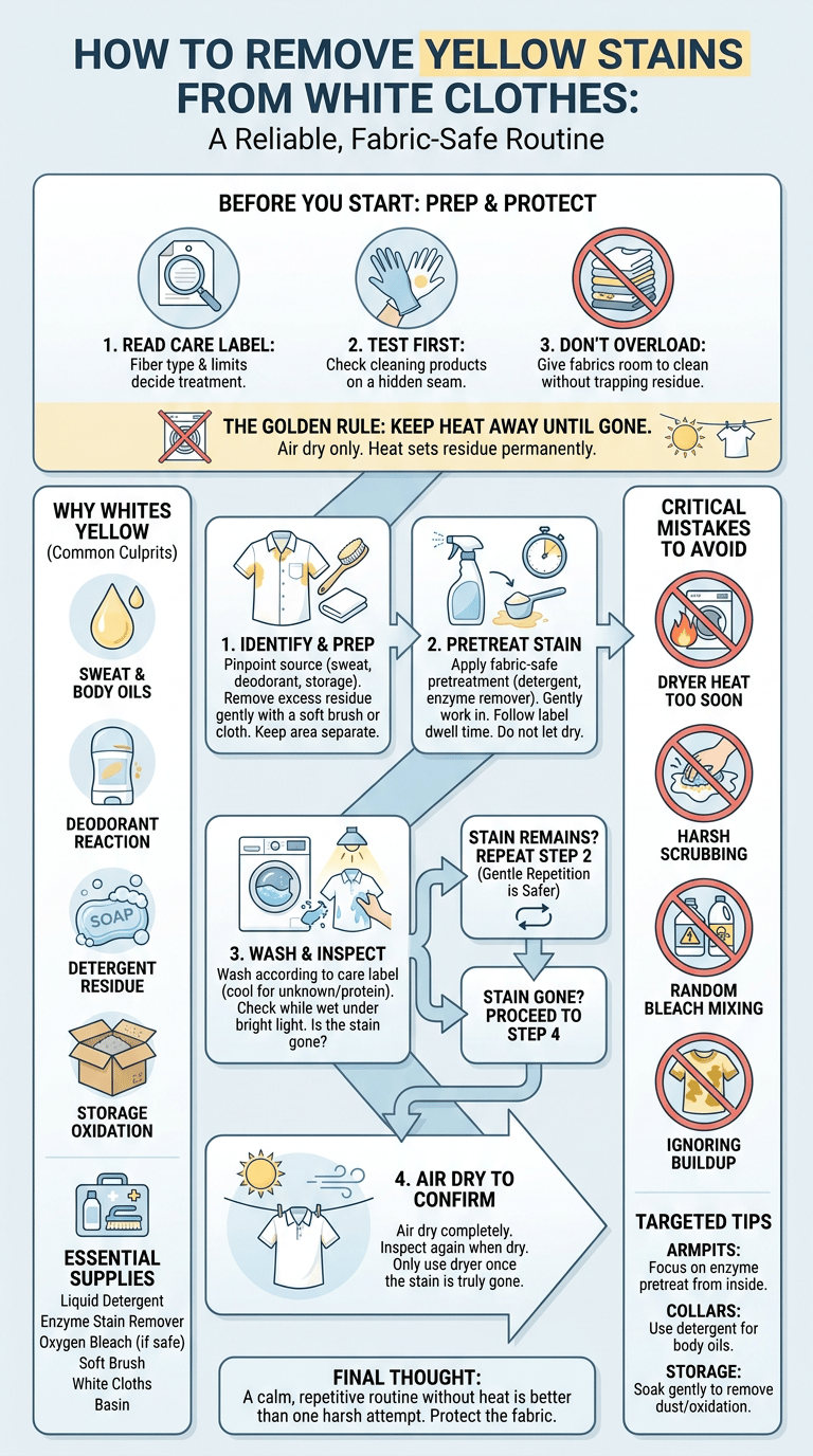 How to Remove Yellow Stains from White Clothes infographic