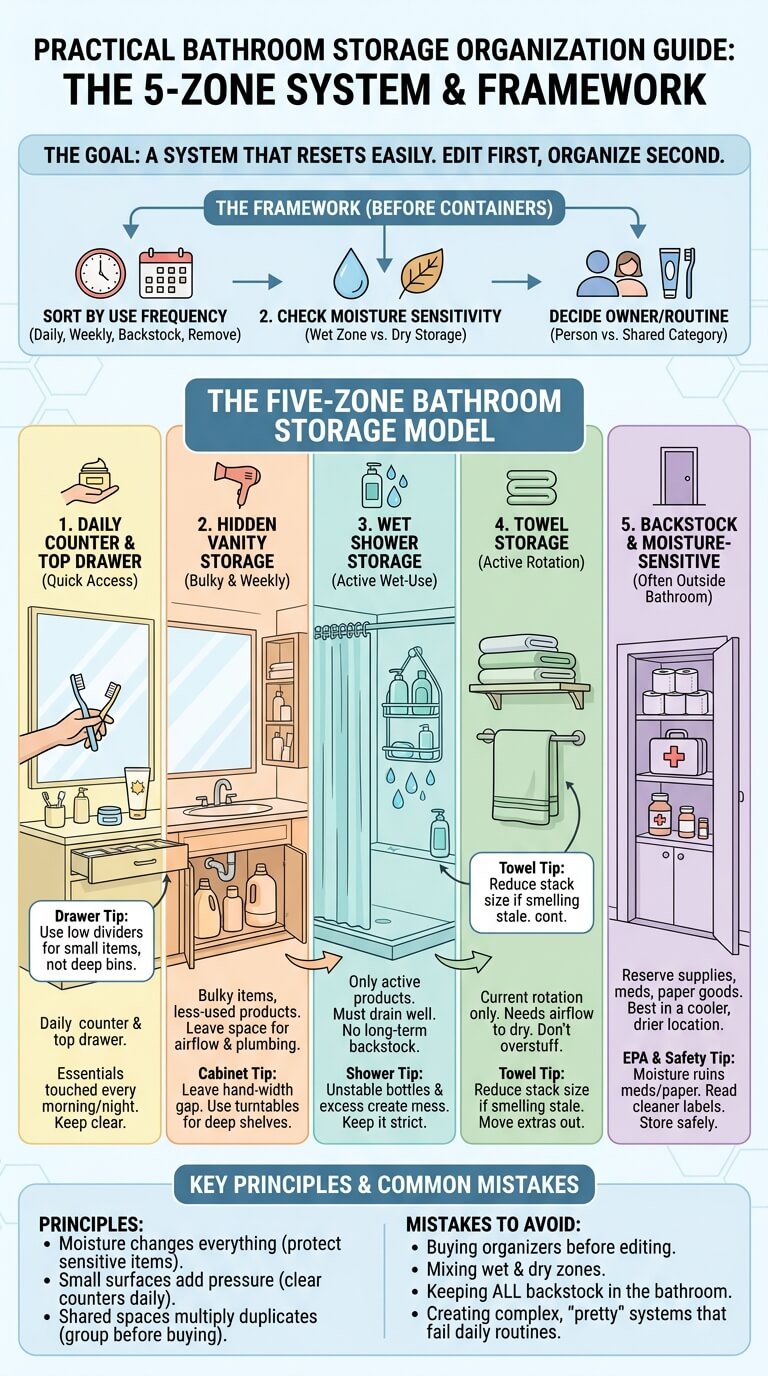 Bathroom Storage Organization Guide infographic full article