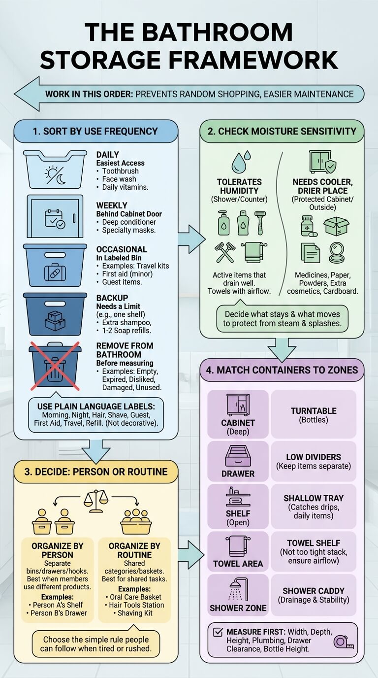 Bathroom Storage Organization Guide infographic full article