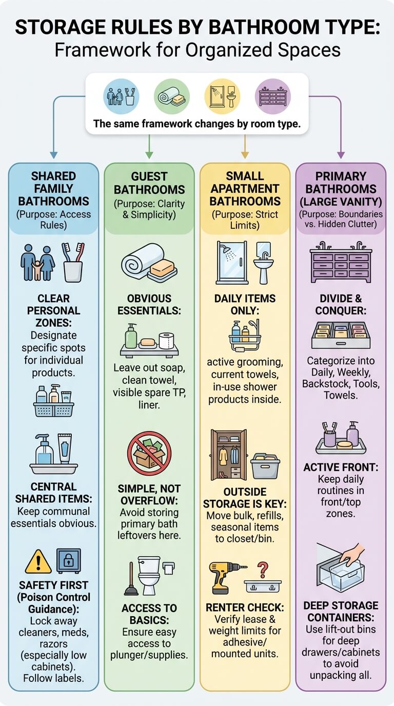 Bathroom Storage Organization Guide infographic full article
