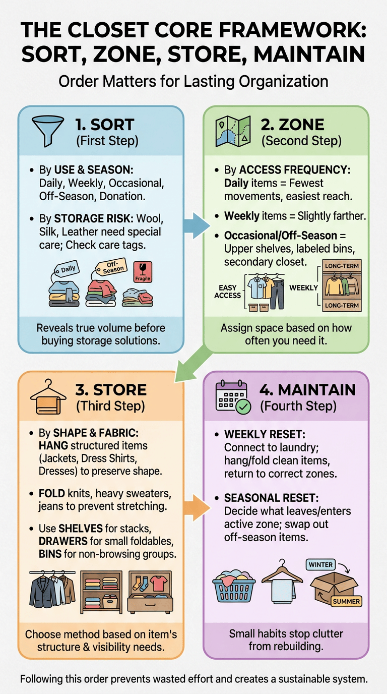 Closet Organization and Clothing Storage Guide infographic section 1