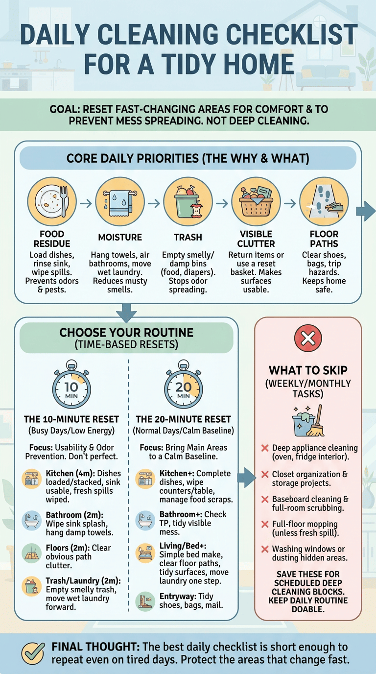 Daily Cleaning Checklist for a Tidy Home infographic full article
