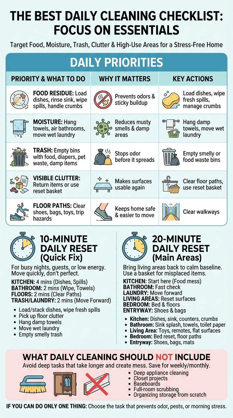 Daily Cleaning Checklist for a Tidy Home infographic section 1