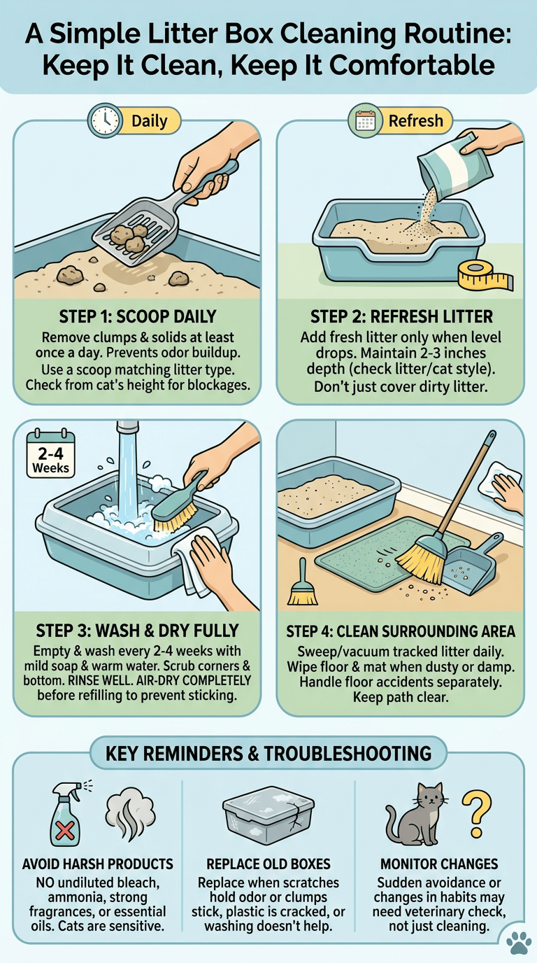How to Clean a Litter Box infographic full article