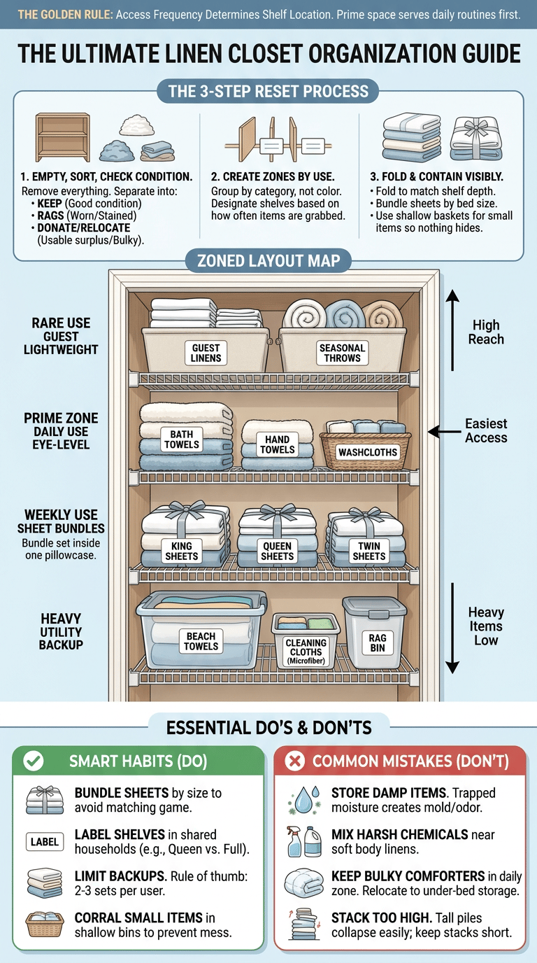 How to Organize a Linen Closet infographic full article