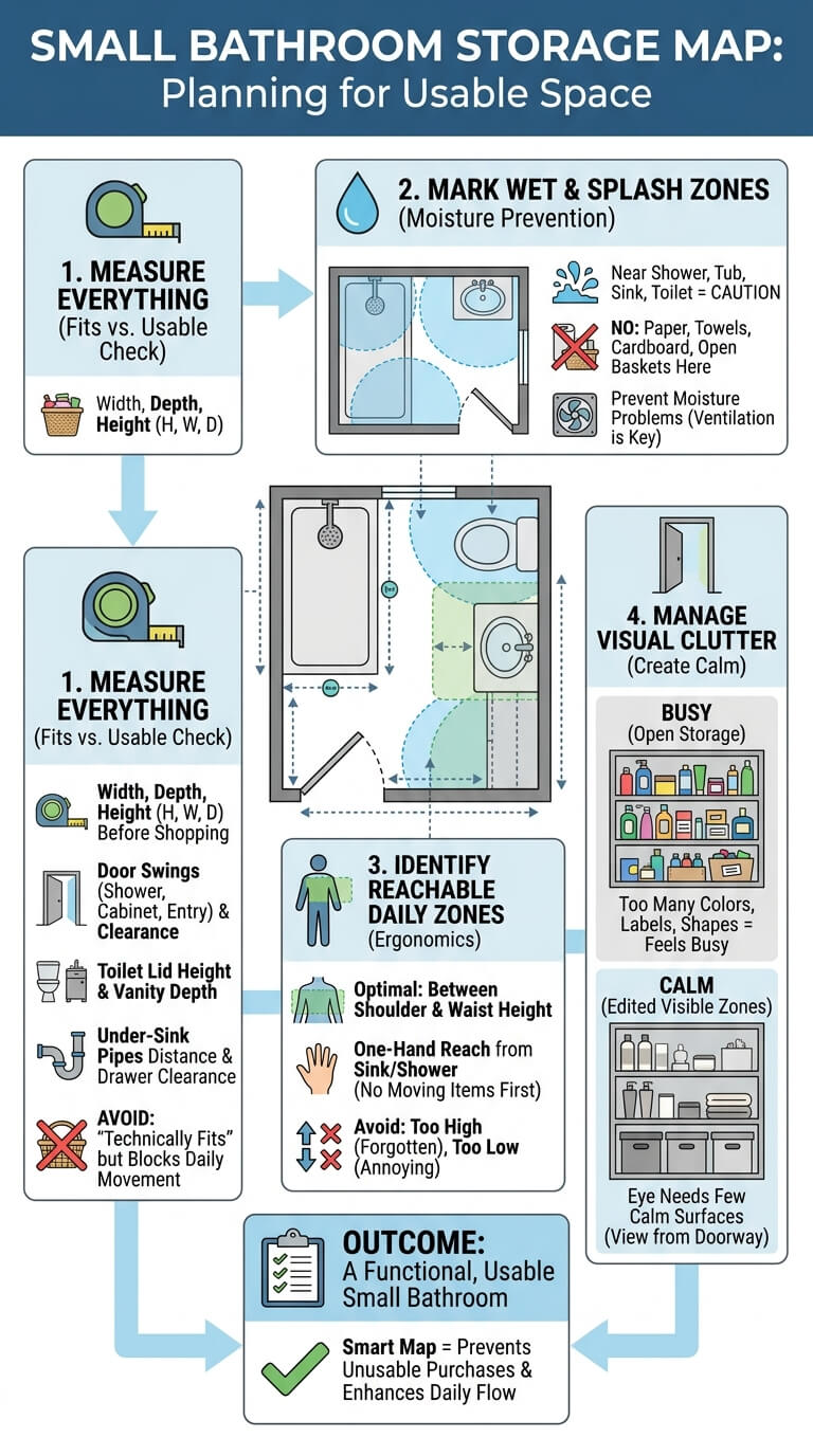 Make a Small Bathroom Storage Map