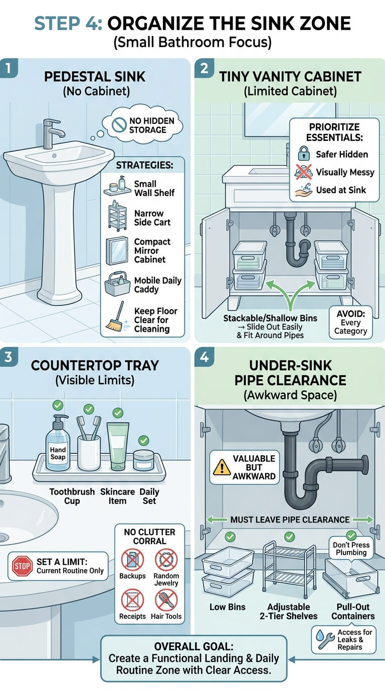 Organize the Sink, Cabinet, or No-Cabinet Zone