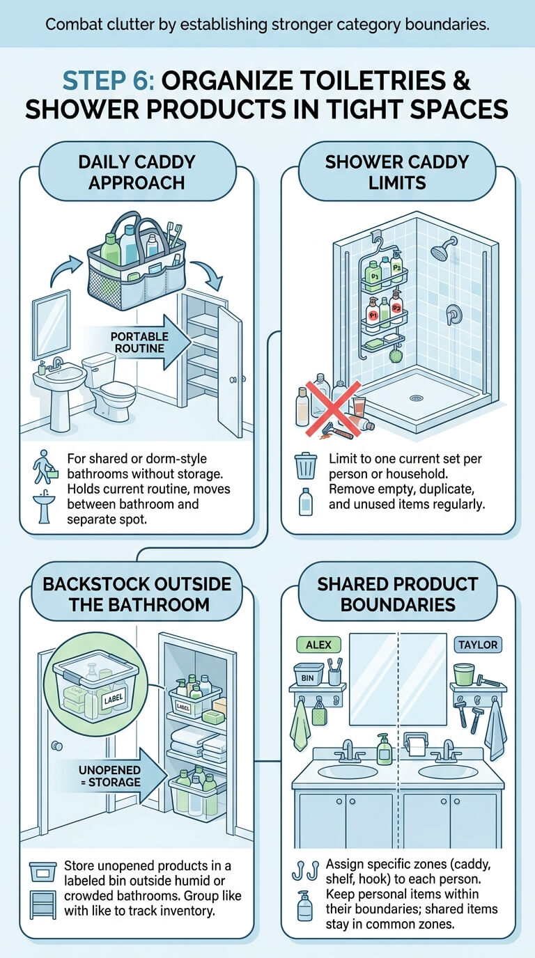 Organize Toiletries and Shower Products in Tight Space