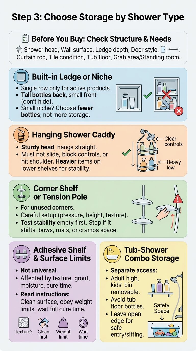 Choose Storage by Shower Type