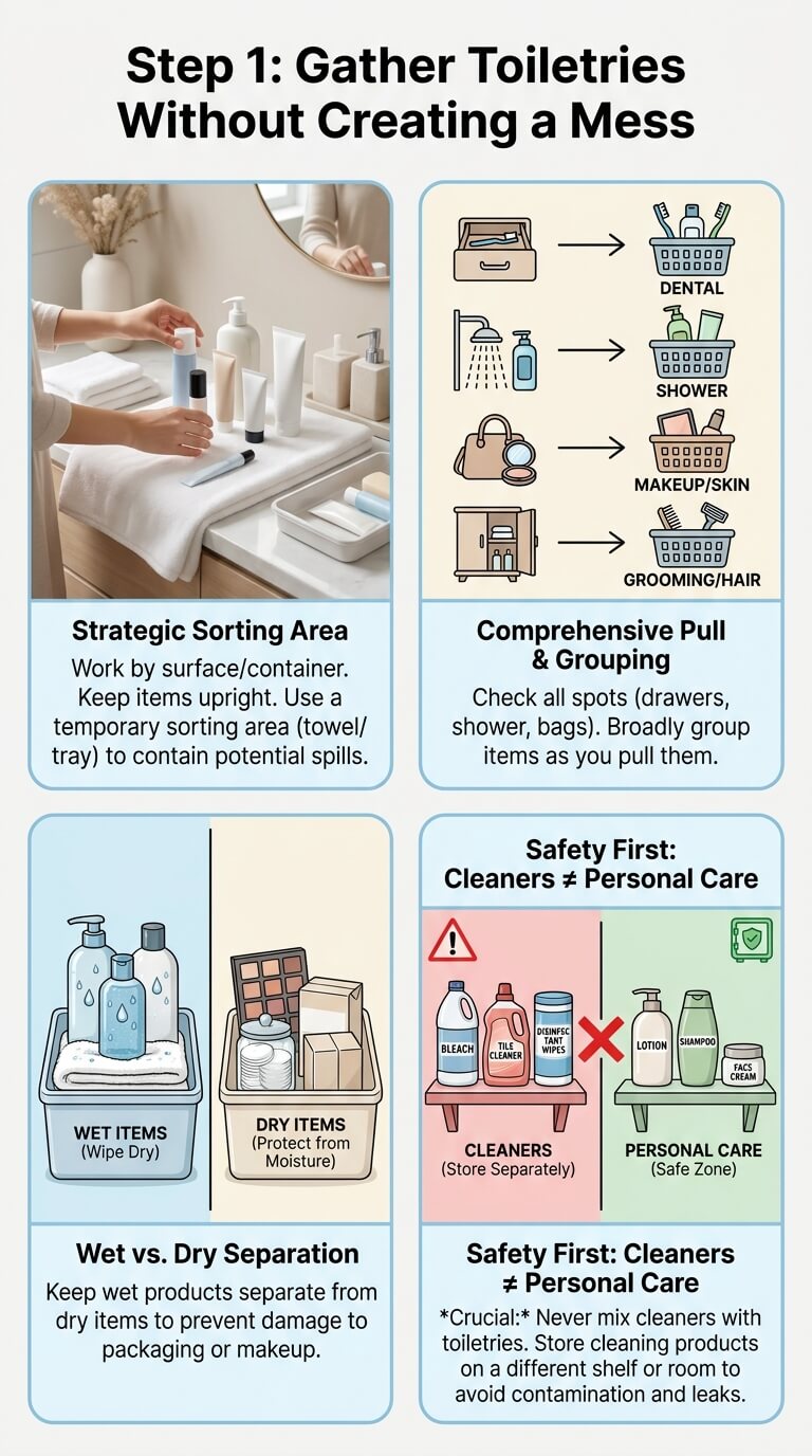 Gather Toiletries Without Creating a Mess