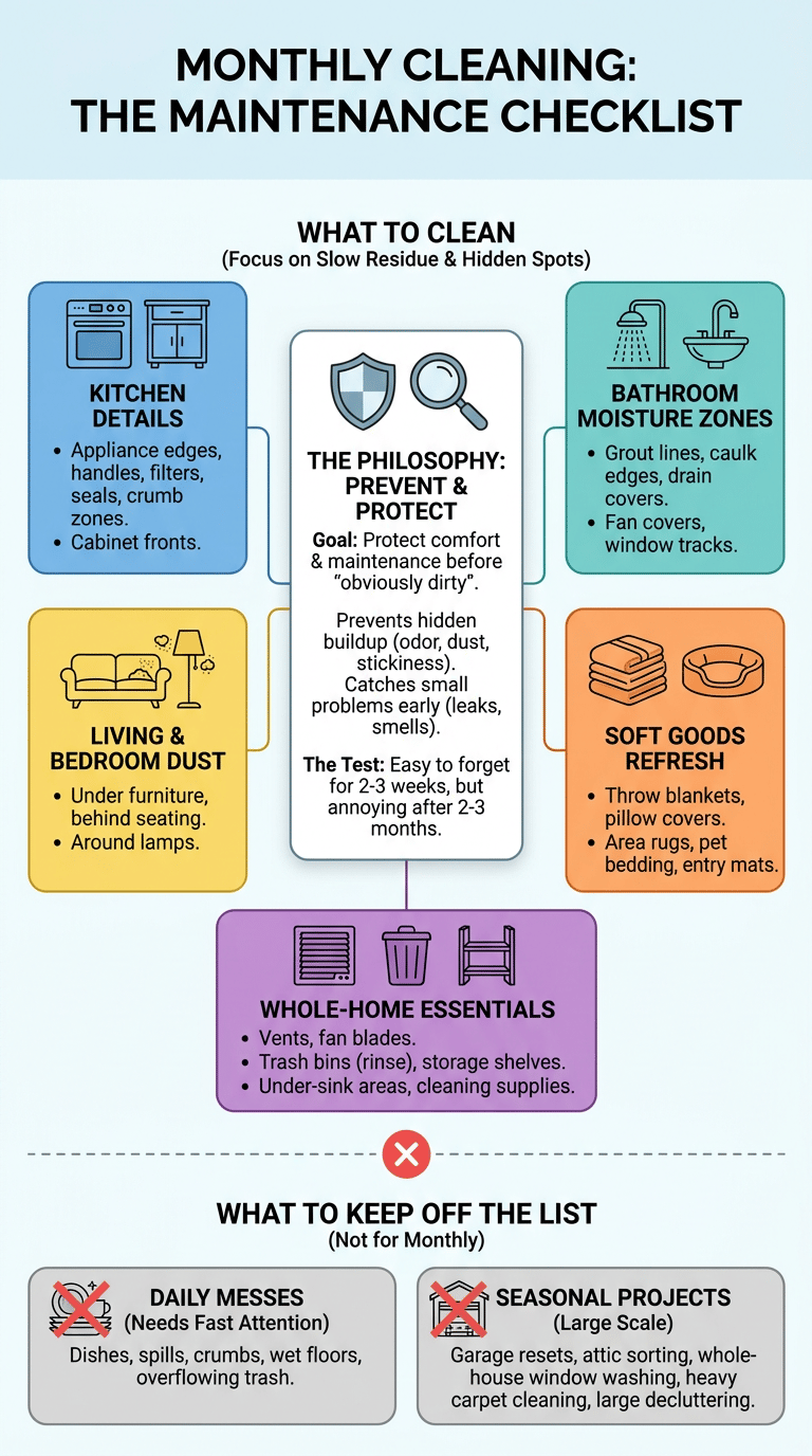 Monthly Home Cleaning Checklist infographic section 1
