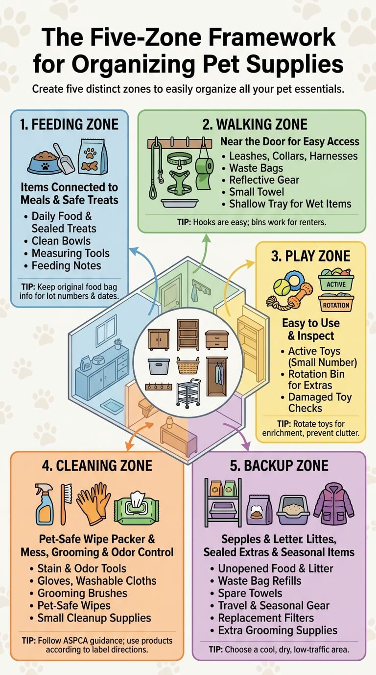 The Five-Zone Framework for Organizing Pet Supplies