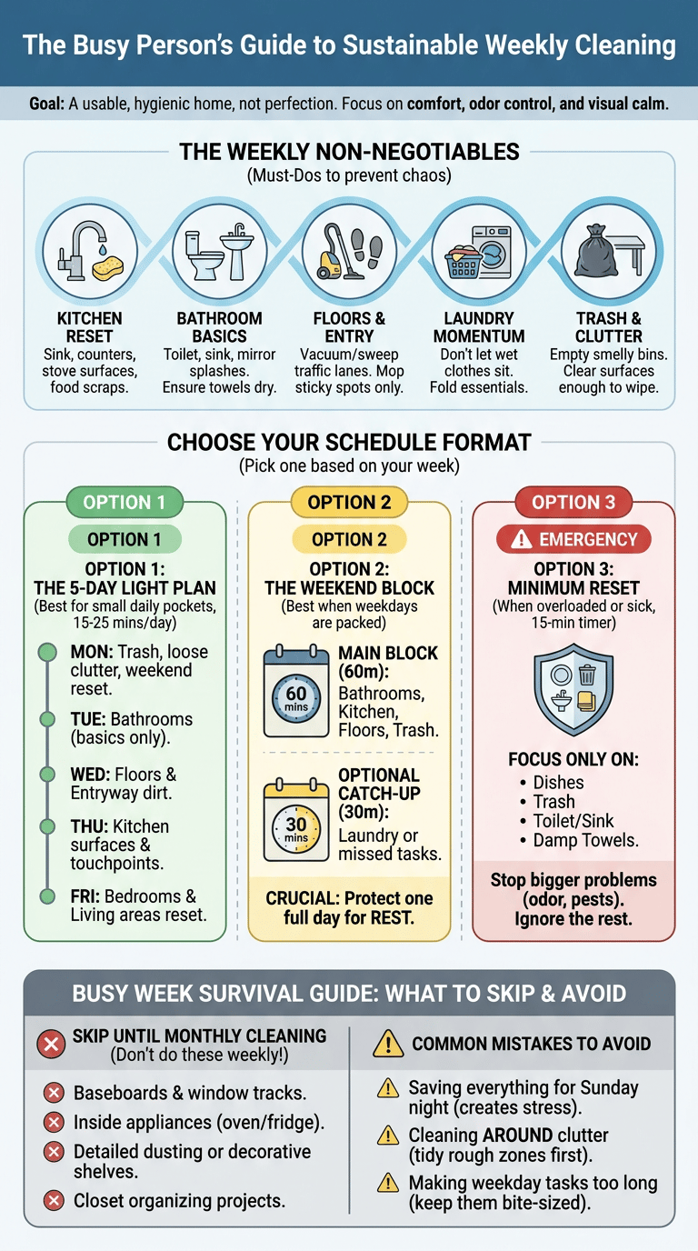 Weekly Cleaning Schedule for Busy People infographic full article