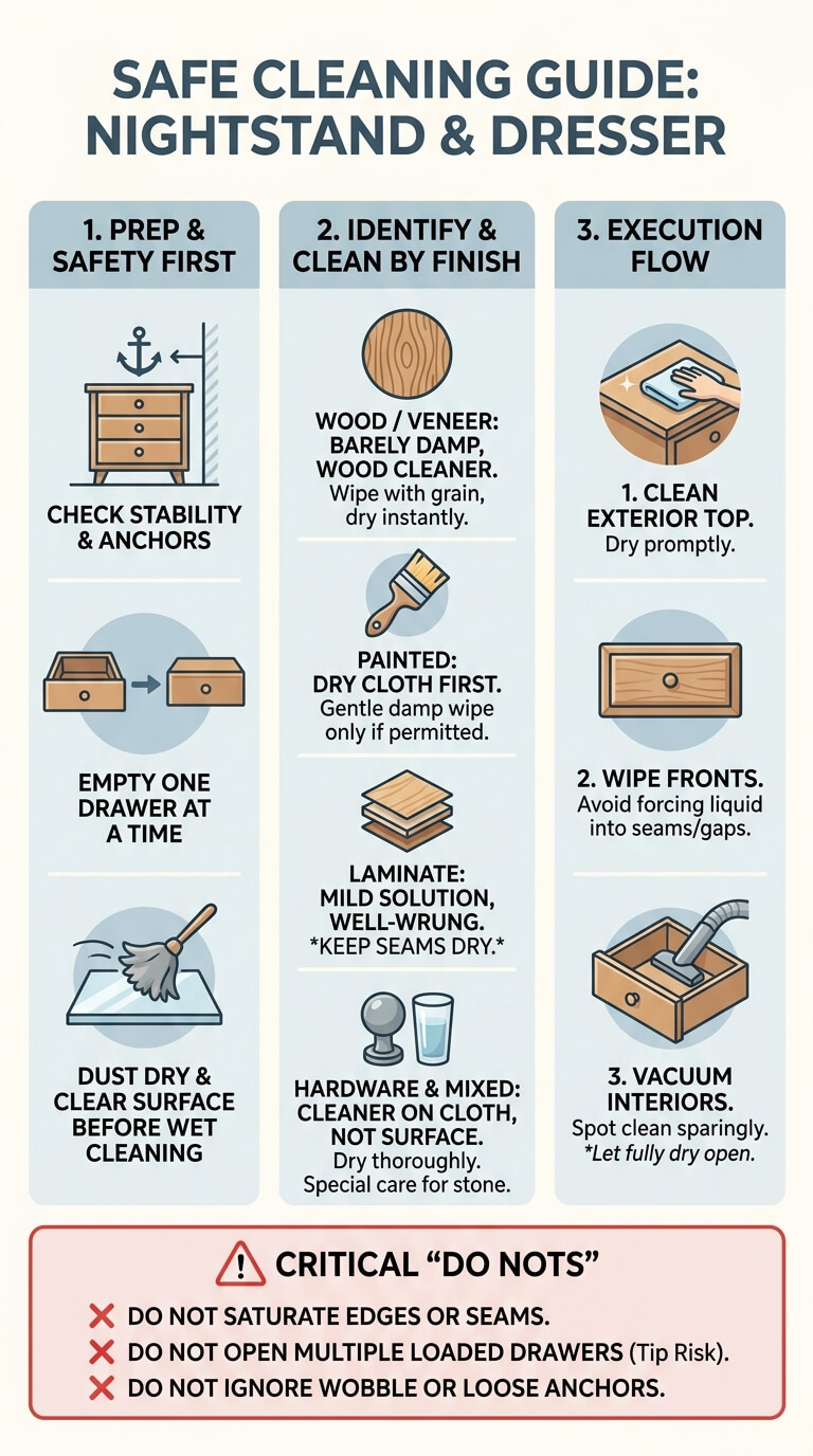 How to Clean a Nightstand and Dresser Safely