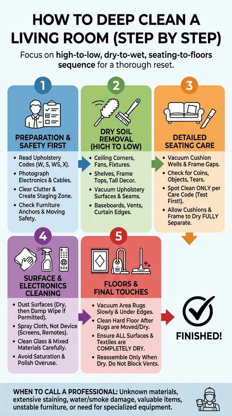 How to Deep Clean a Living Room