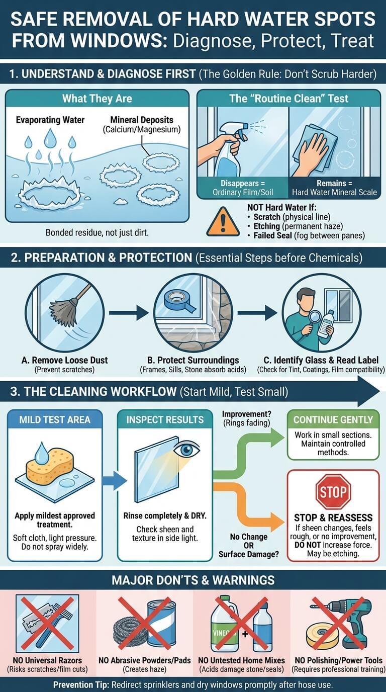 how to remove hard water spots from windows