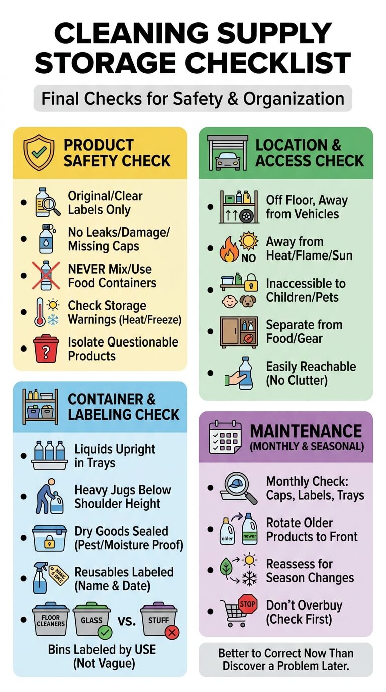Cleaning Supply Storage Checklist