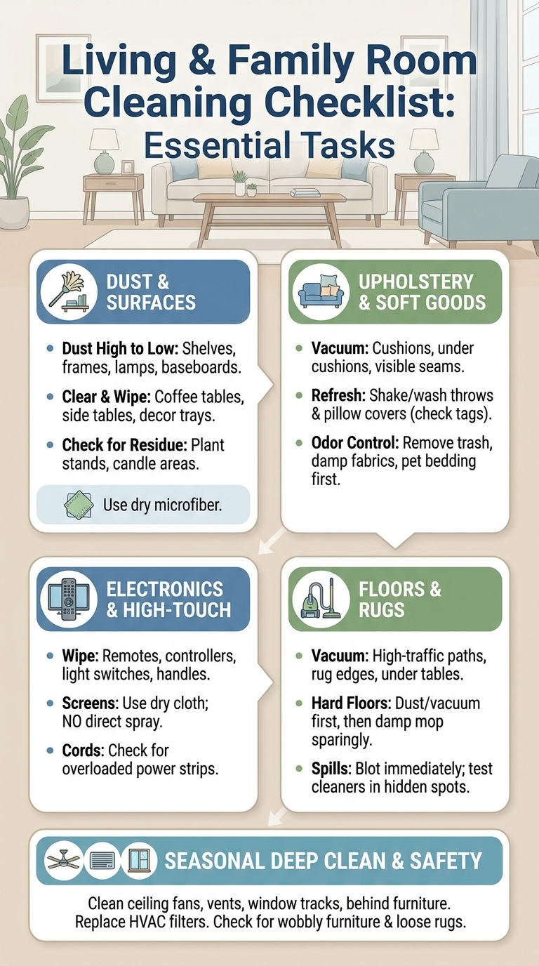 Living Room and Family Room Cleaning Checklist