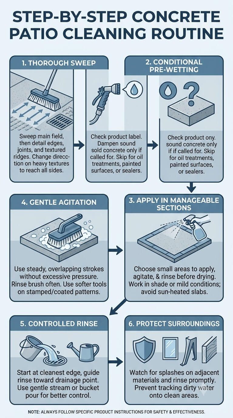 Step-by-Step Routine Cleaning for a Concrete Patio