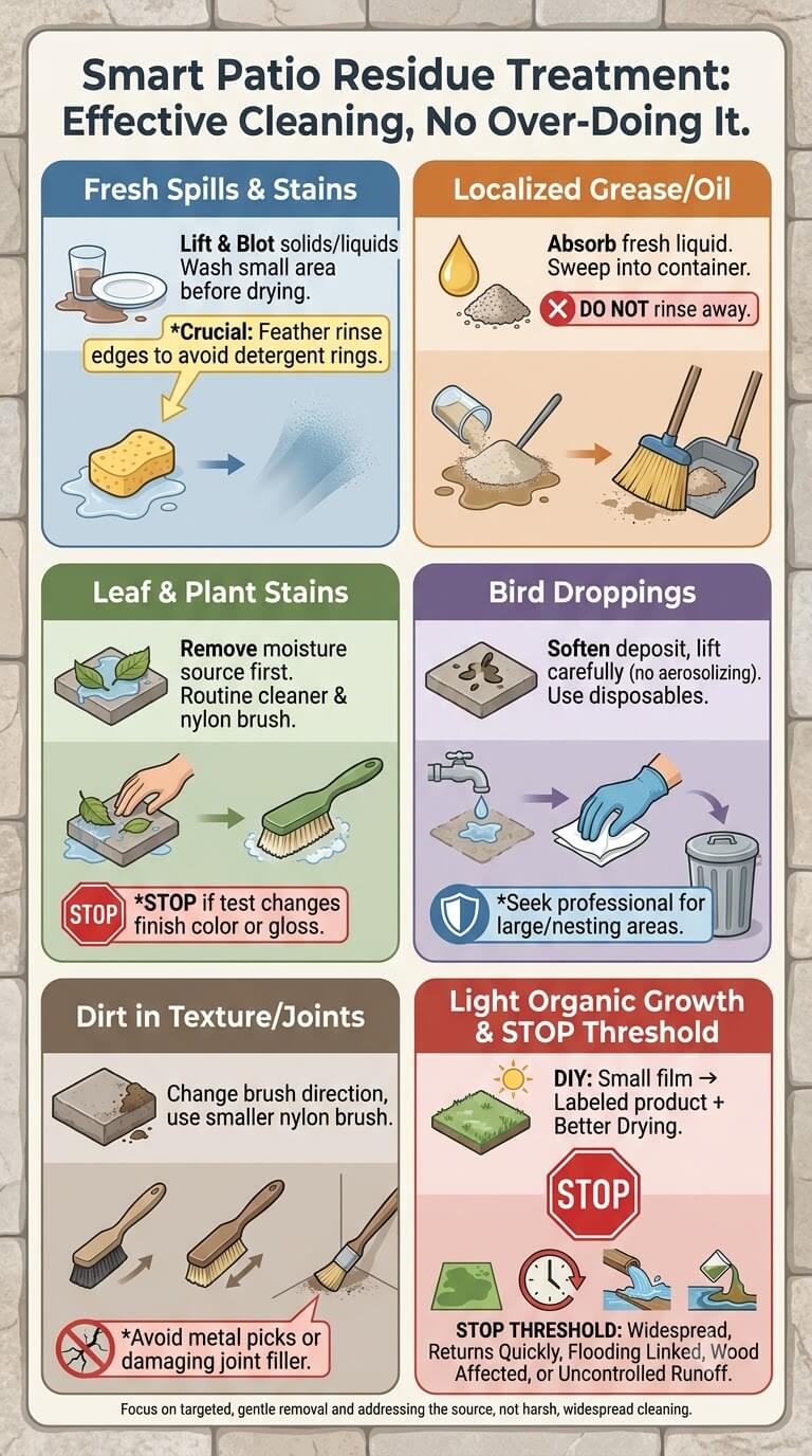 Treat Common Patio Residues Without Over-Cleaning