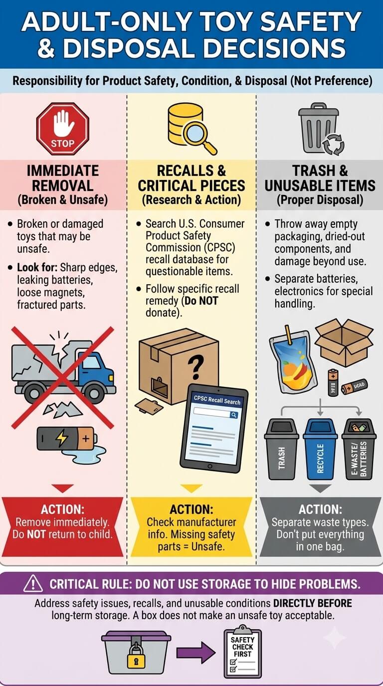 Make Adult-Only Safety and Obvious-Trash Decisions