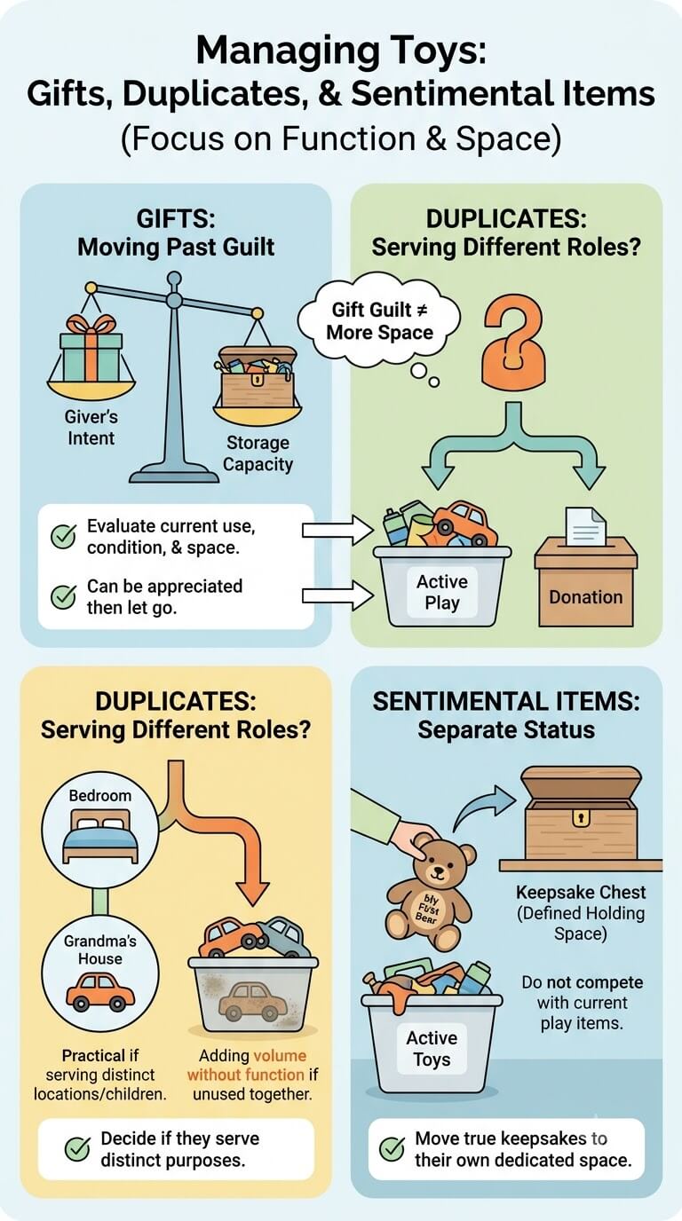 Handle Gifts, Duplicates, and Sentimental Toys