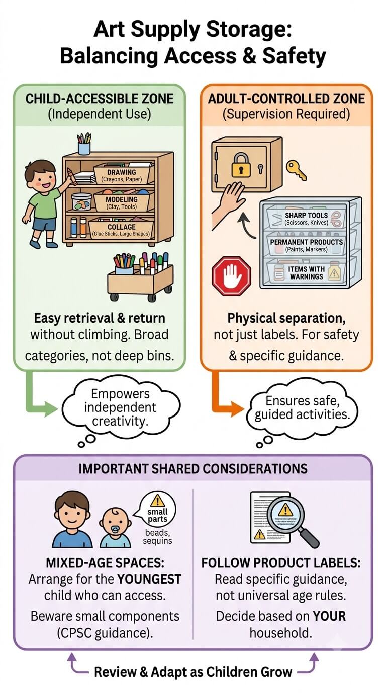 Decide Child-Accessible Versus Adult-Controlled Storage
