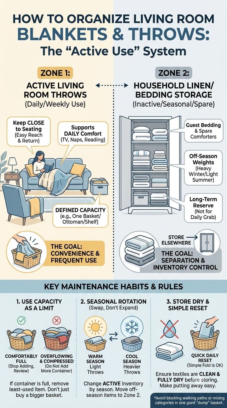How to Organize Blankets and Throws in the Living Room