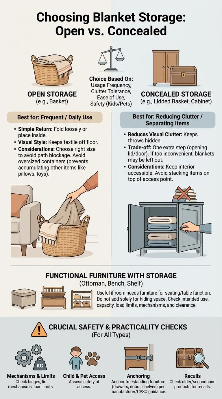 Choose Open or Concealed Blanket Storage
