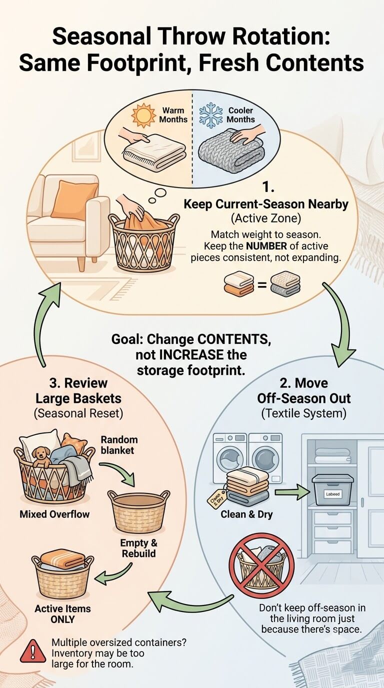 Rotate Seasonal Throws Without Expanding Living-Room Storage
