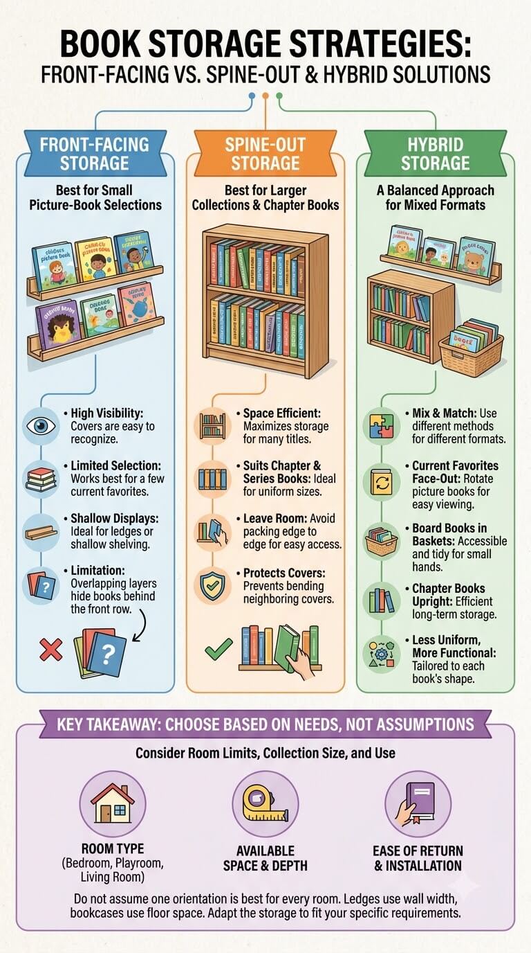 Choose Front-Facing Versus Spine-Out Storage