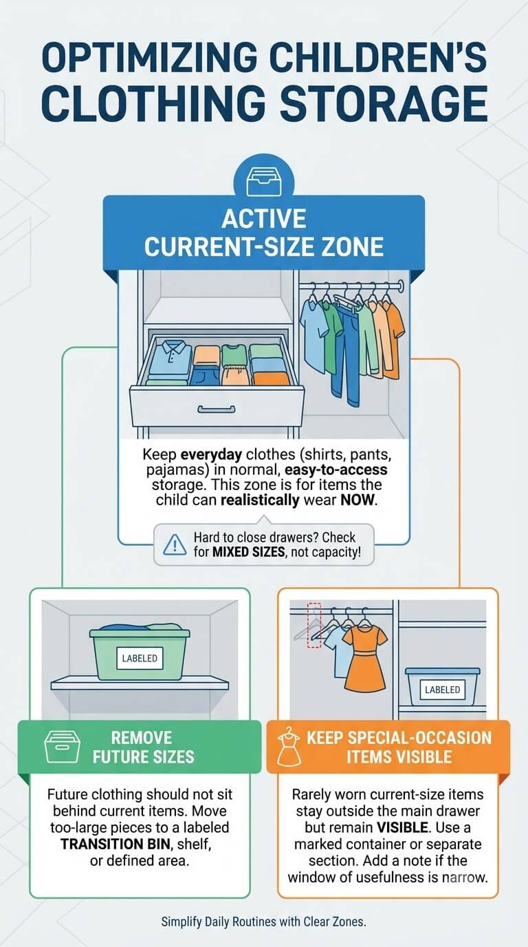 How to Organize Kids’ Clothes by Size infographic section 1