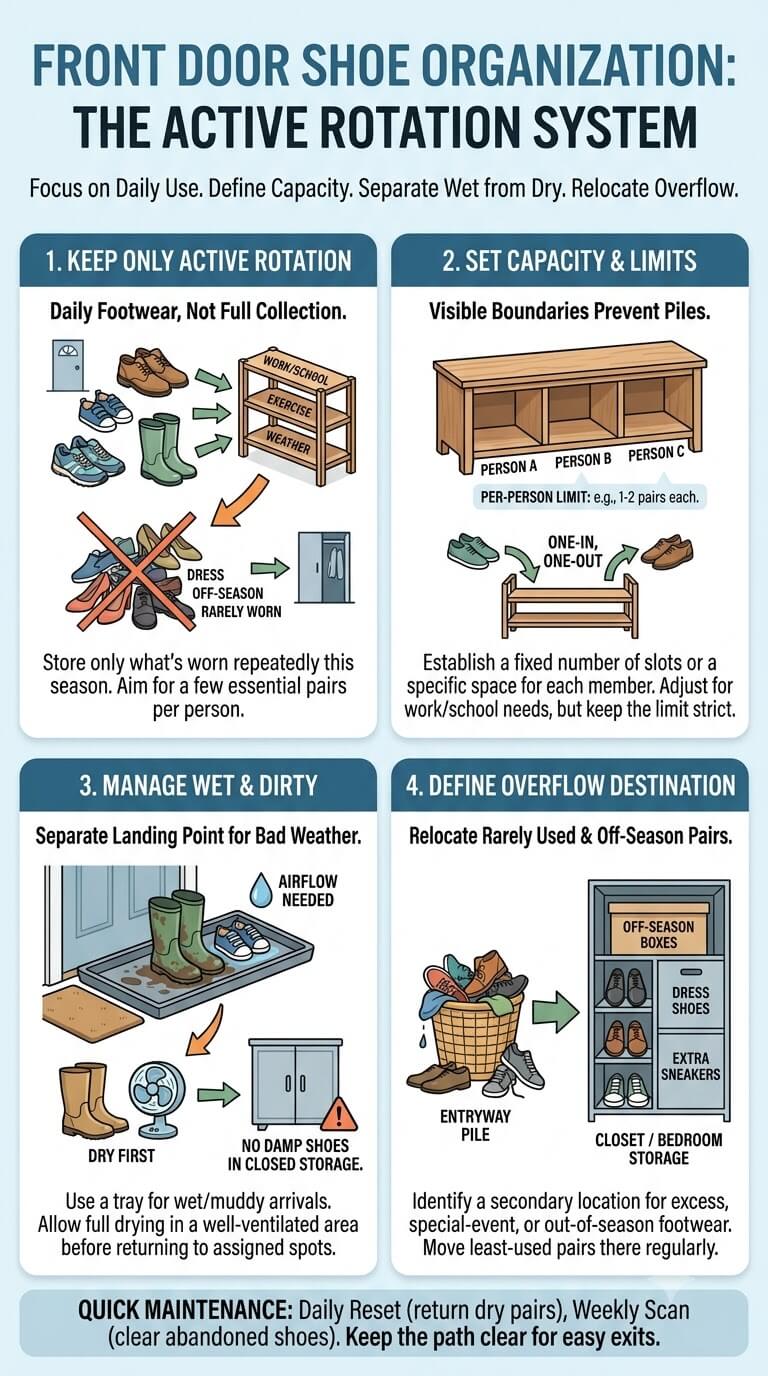How to Organize Shoes by the Front Door | Home Clean Secrets